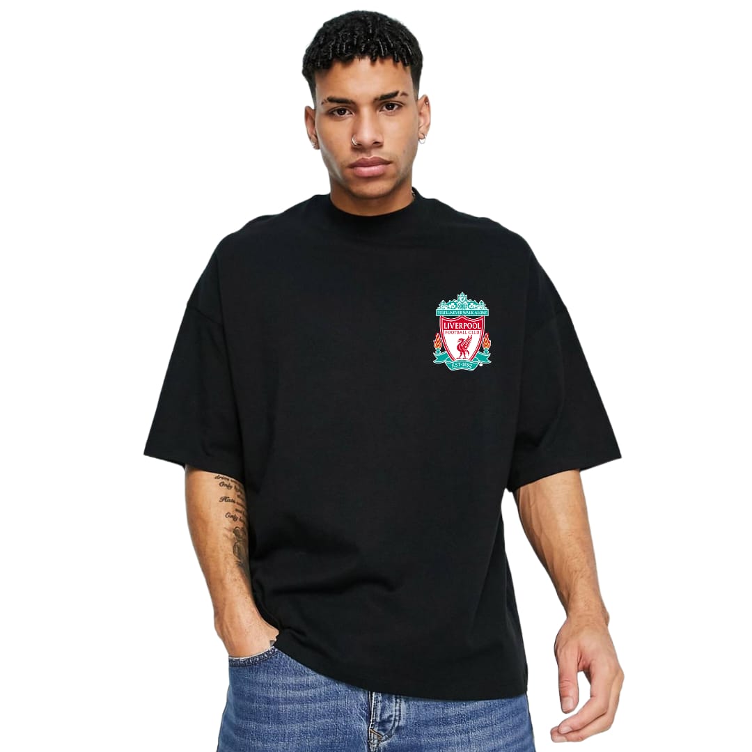 Liverpool Logo Print Black Cotton Oversize T-shirt – buddhoo